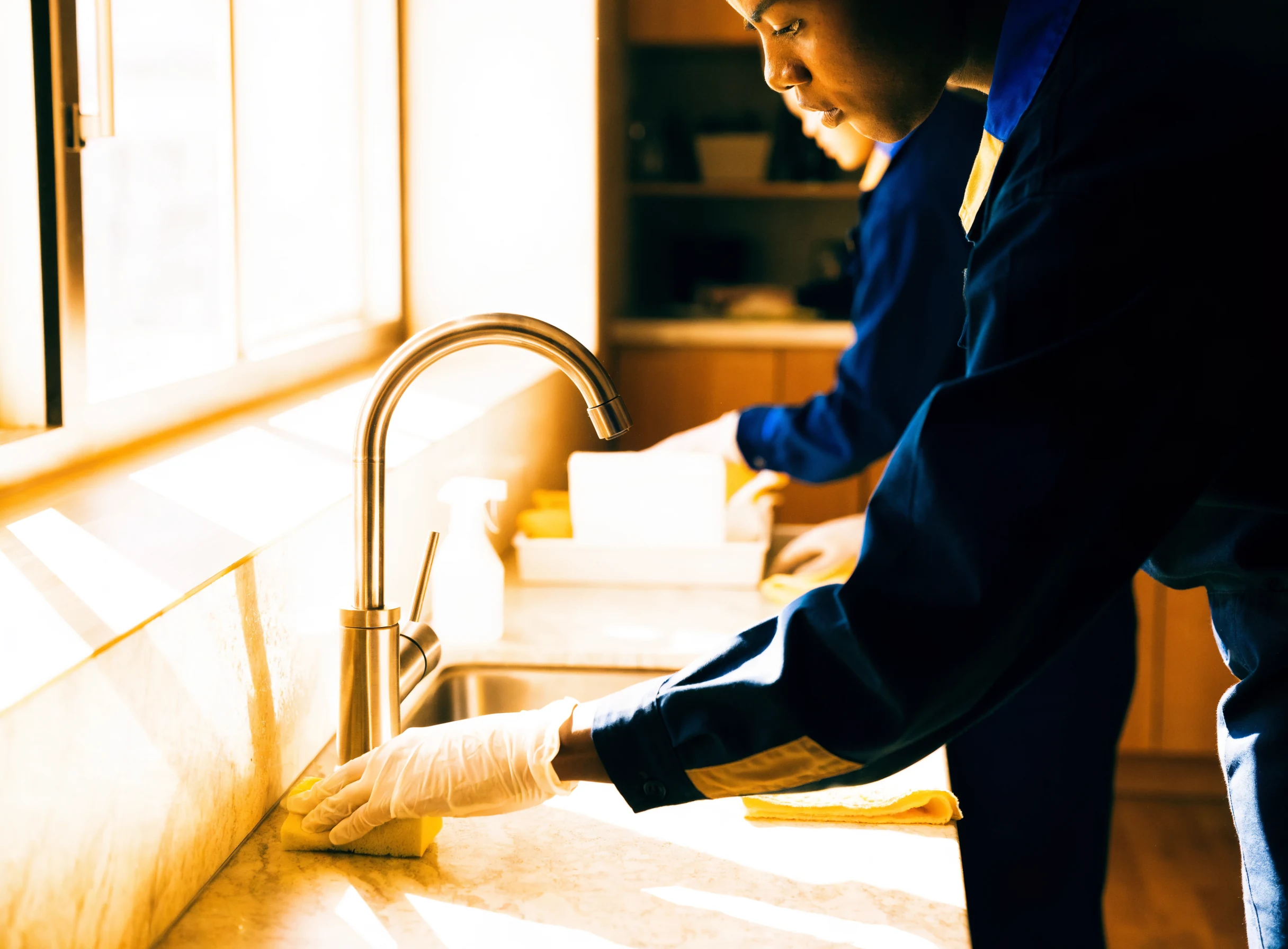 Professional deep cleaning of a modern kitchen