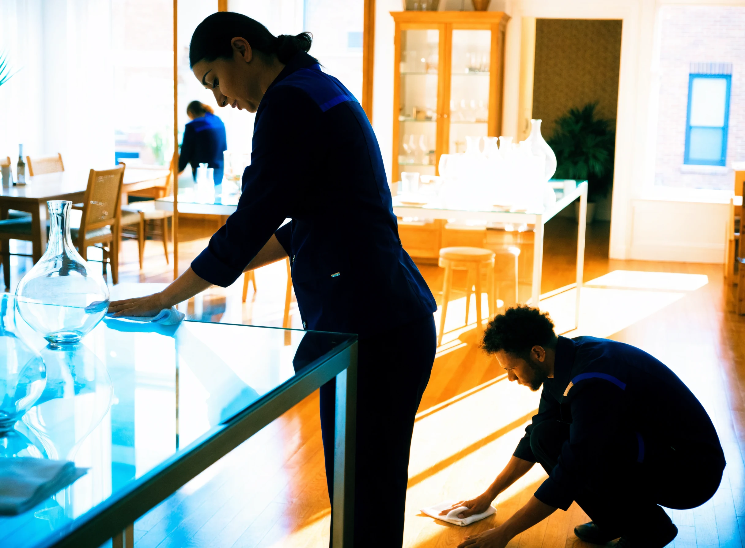Professional cleaning in a premium retail space
