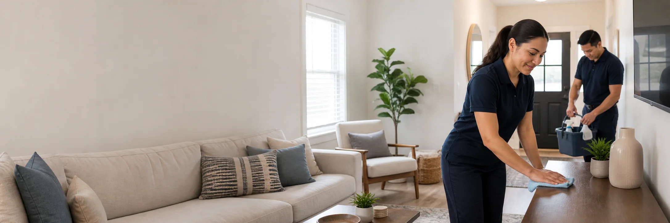 Spark & Stone professionals finishing a premium home cleaning service