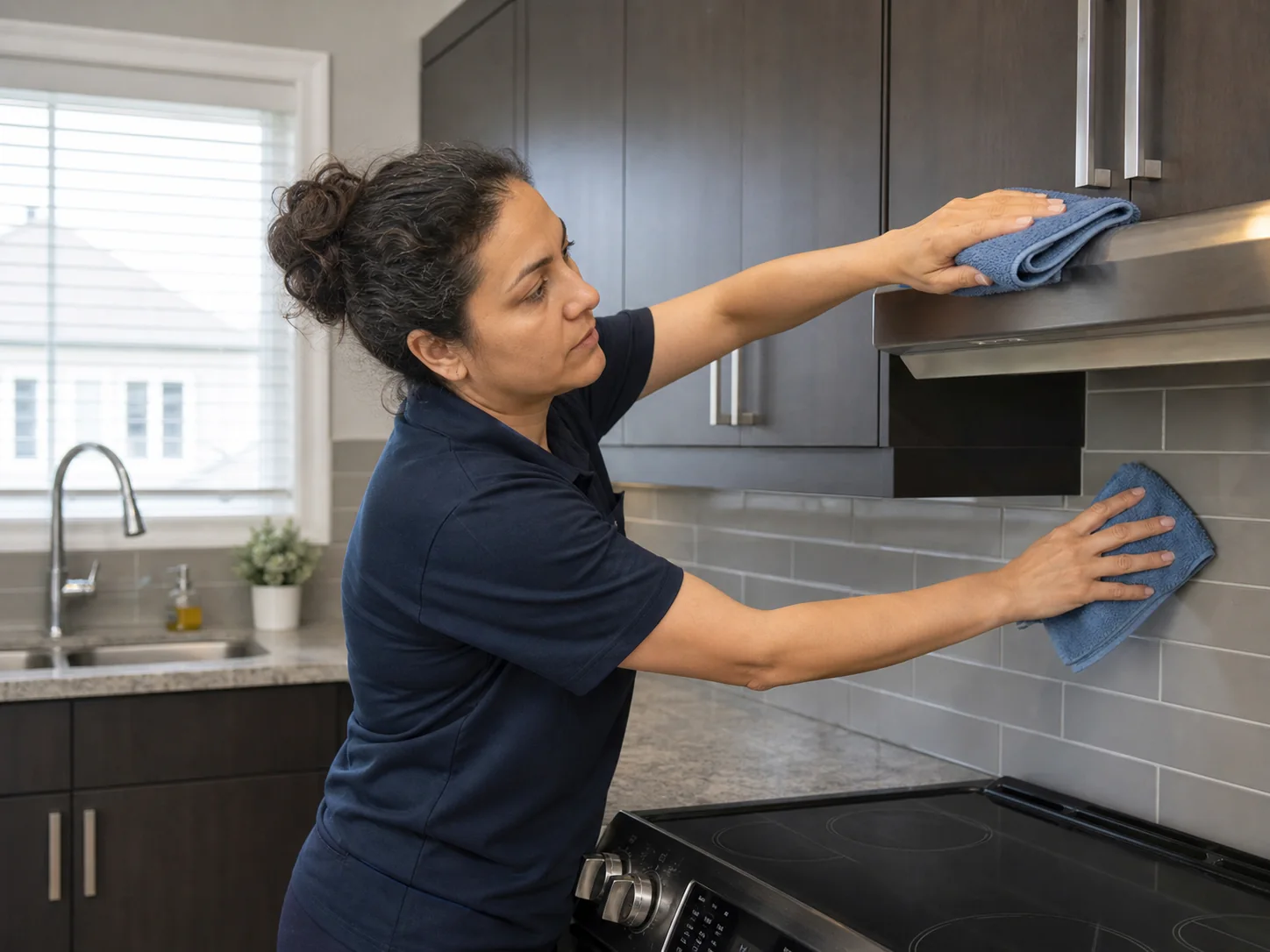 Professional deep cleaning of a modern kitchen