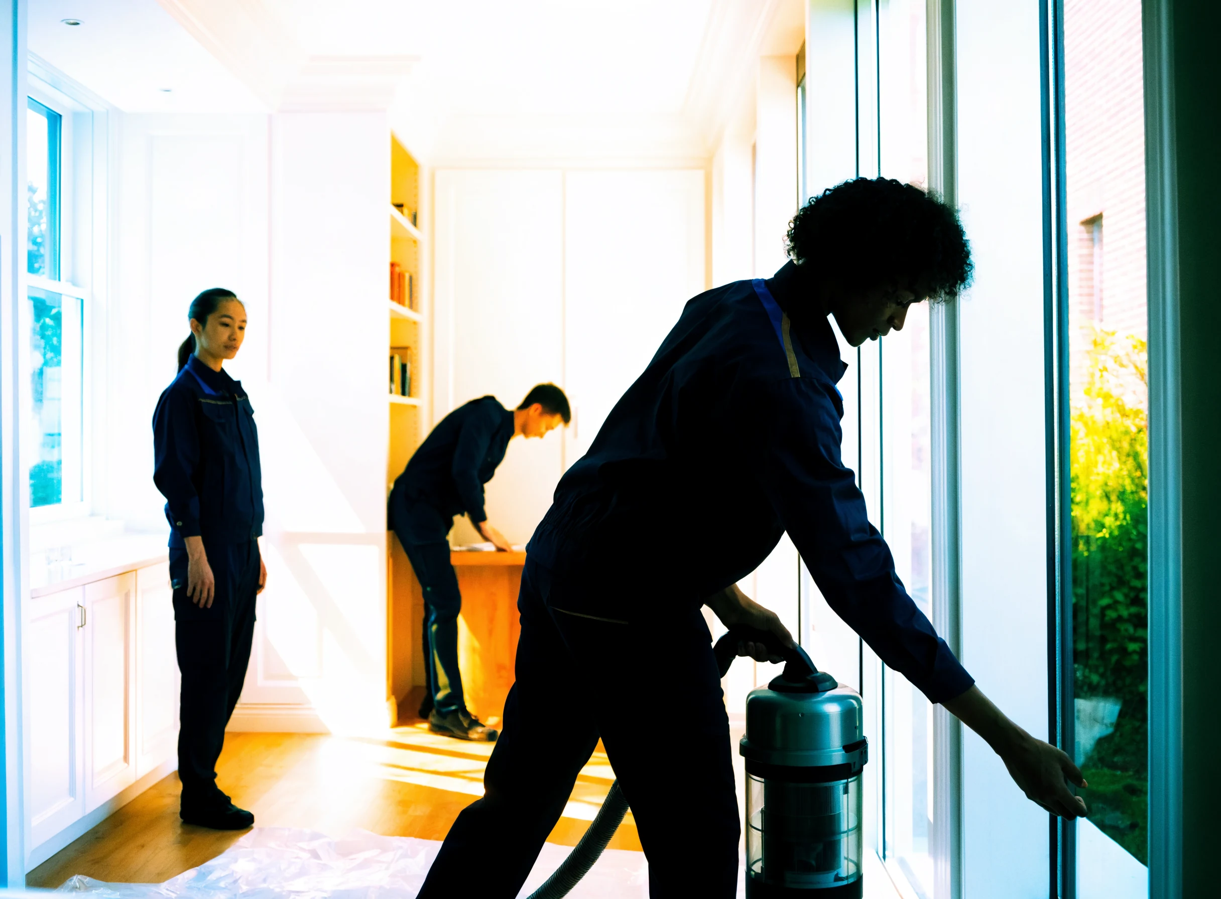 Professional post-construction cleaning in a newly renovated home