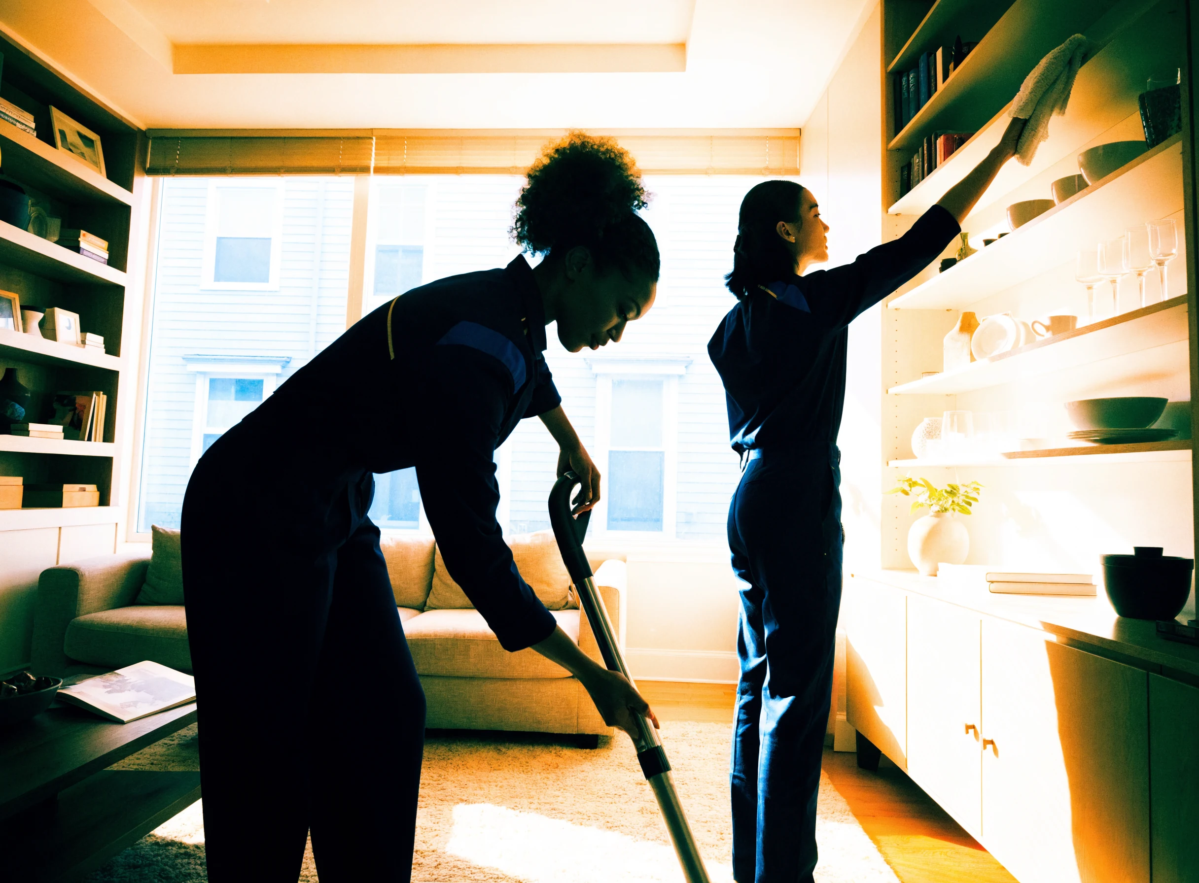 Professional recurring home cleaning in a bright modern living room