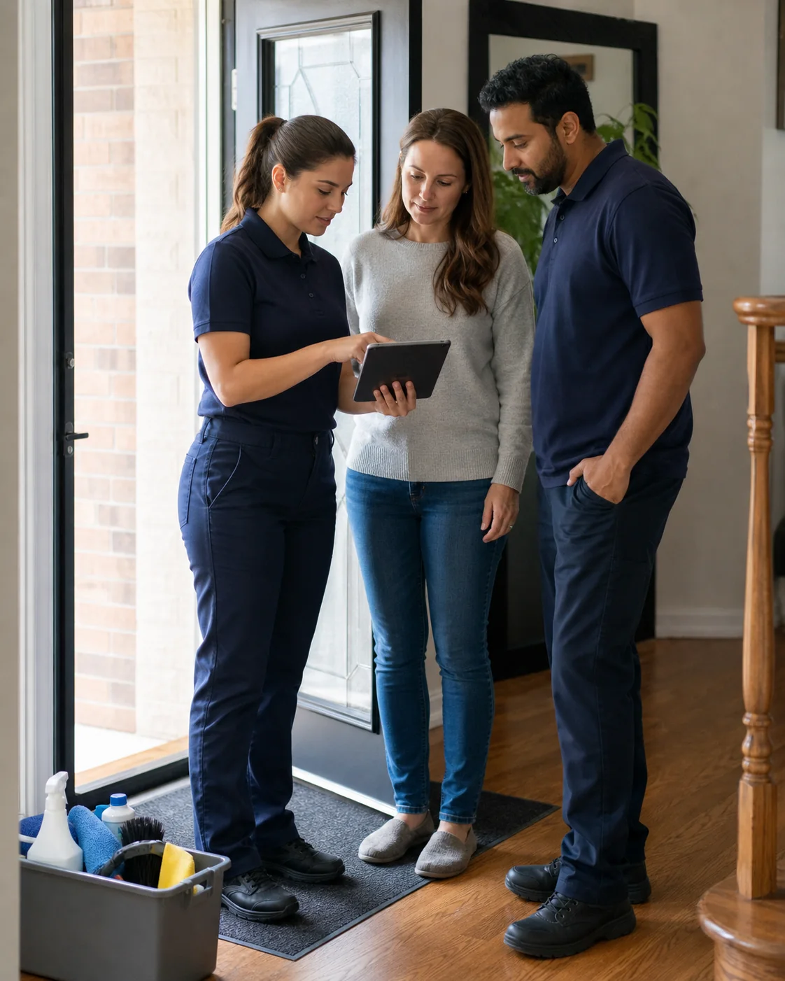 Spark & Stone cleaning team reviewing a service request